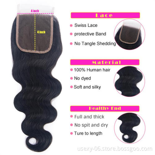 Cheap company direct price body wave natural color human hair closure